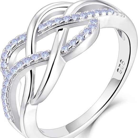 YL Celtic Knot Twisted Knot Ring Birthstone Infinity Rings - Alexandrite - June - Picture 1 of 6